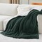 Sherpa Throw Blanket for Couch - Herringbone Fleece Thick Warm Blanket for Winter, Fuzzy Soft Cozy Dark Green Christmas Blanket Gift, 50x60 Inches
